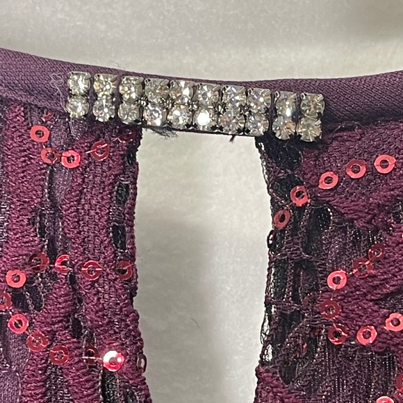 Ursula of Switzerland Burgundy Wine Mother of the Bride Lace Sequin Dress - Picture 10 of 10